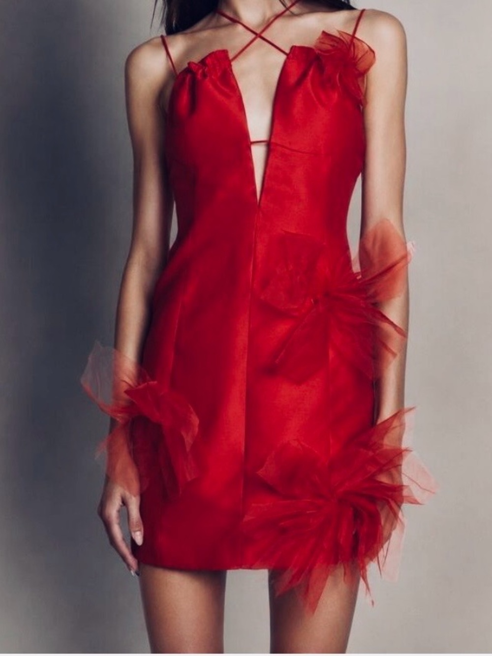 For Love And Lemons Urban Outfitters Red Bow-Trim Slip Dress Sz Xs